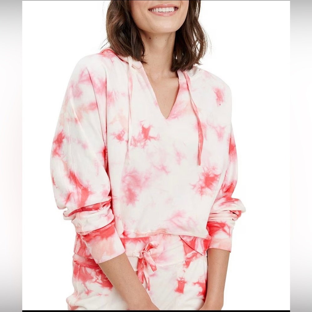 NWT  Splendid Burst Tie Dye Drop Shoulder V-Neck Coordinating Hoodie size XS.